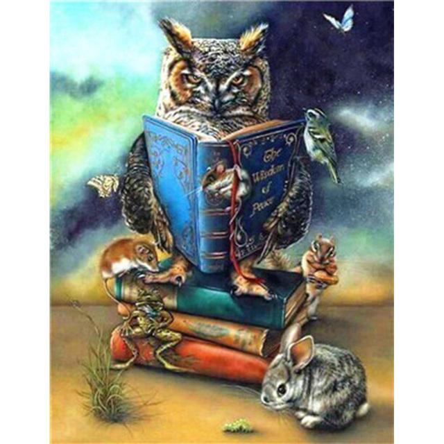 5D DIY Diamantmålning Djuruggla Strassbild Full Rund Diamantbroderi Mosaik Handgjord heminredningspresent