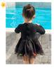 2025 Girls' Dopamine Bow Mesh Swimsuit - Holiday Fashion One-Piece Swimwear
