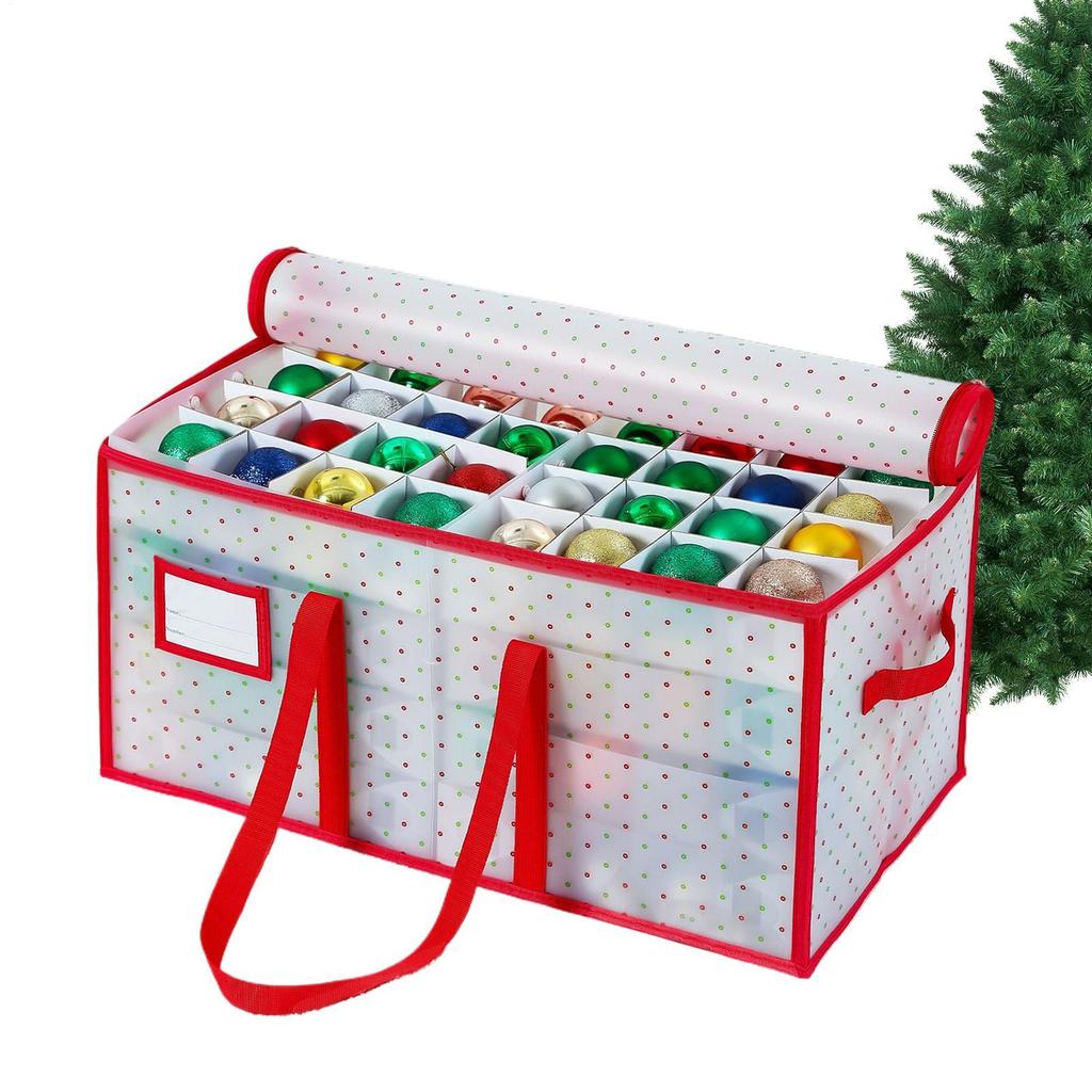Christmas Ornament Storage Bag 8-Tier 128 Compartments Seasonal Decoration Bin Christmas Balls Dividers Holder For Storing