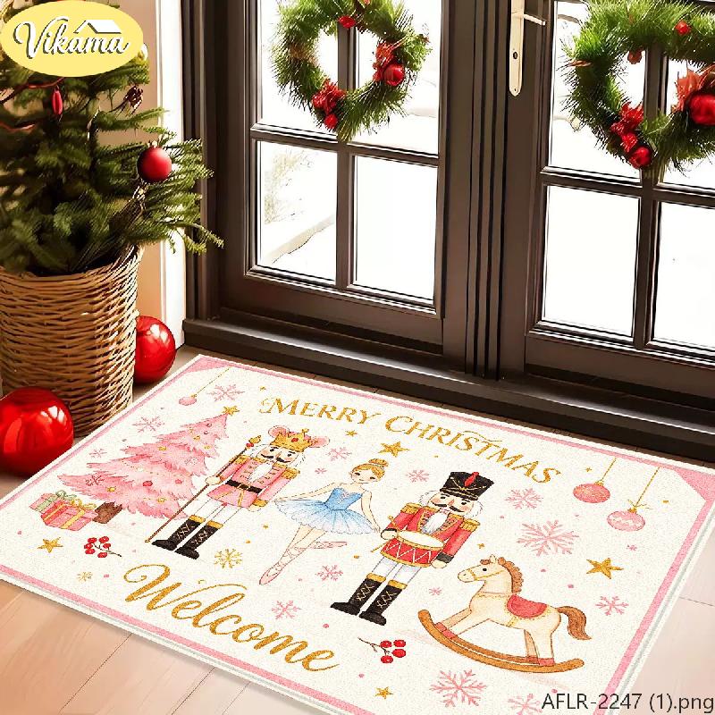 Christmas Nutcracker Ballet Story Doormat, Merry Christmas Welcome Rug, Non-Slip Entryway Doormat, Home Decor
