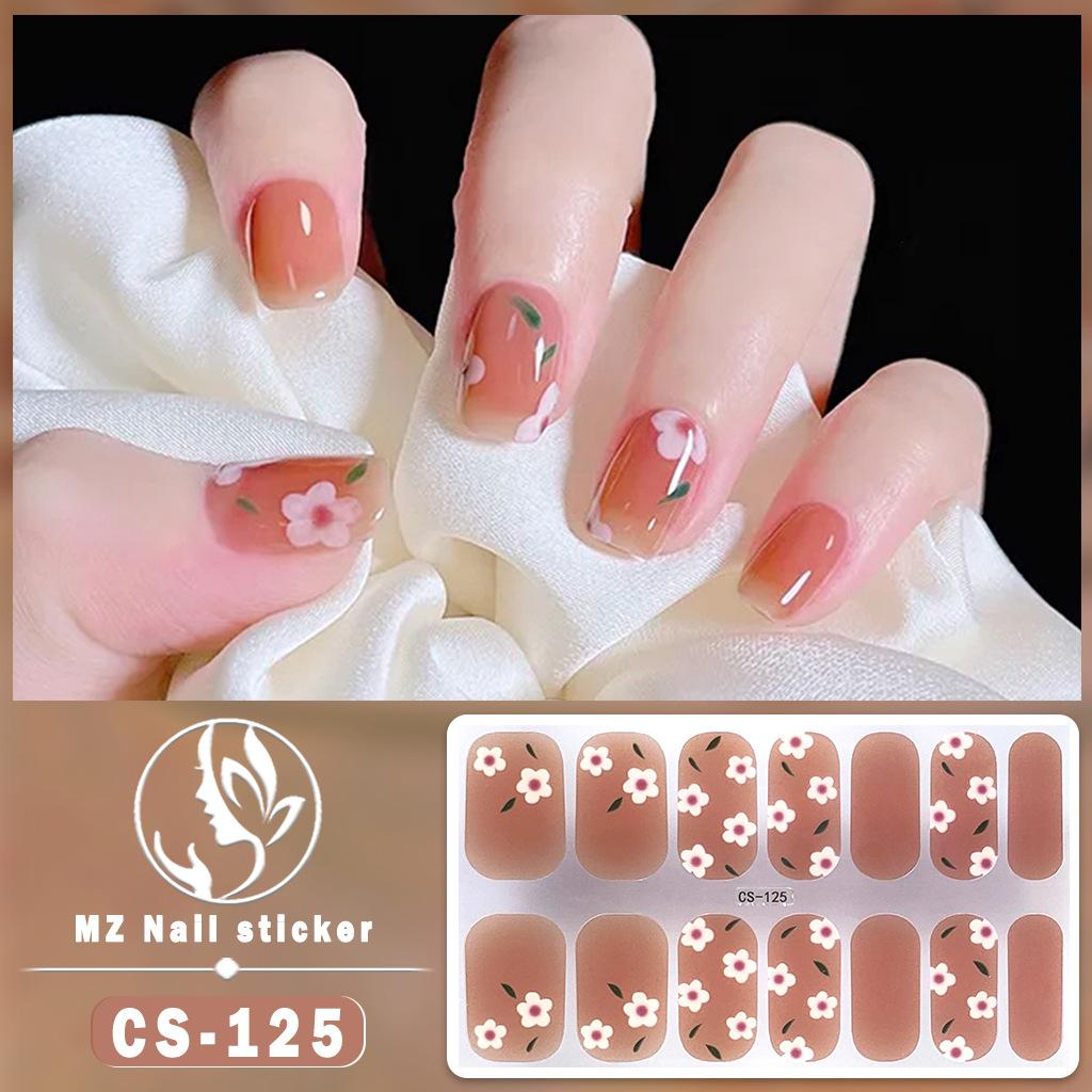 CS Waterproof No-Cure Gel Nail Wraps, Full Cover Contrast Color Tiger Head Pattern Nail Stickers, Nail Patch Films