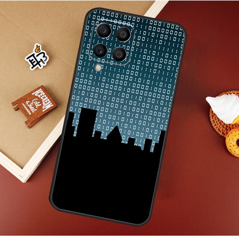 Hacker Binary Matrix Rain Case For Samsung Galaxy M16 M36 M56 M06 M52 M32 M12 M54 M34 M14 M35 M55 M15 M11 M31 M13 M53