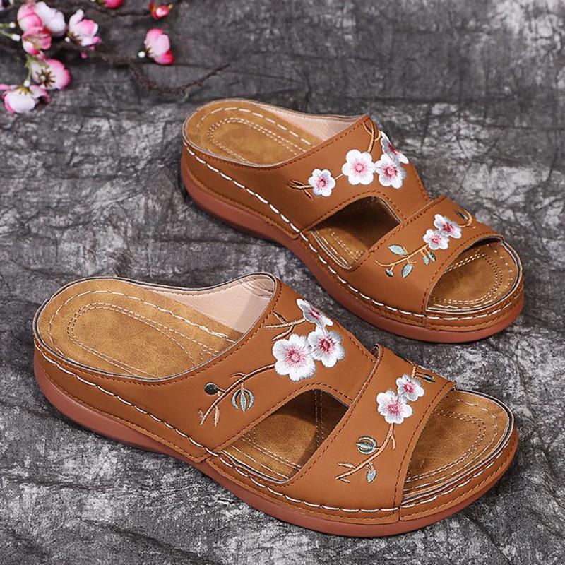 Fashion Rimocy Women's Wedges Slippers Summer 2025 Plus Size 43 Embroidery Sandals Shoes Woman Beach Casual Soft Sole Flip Flops Mujer