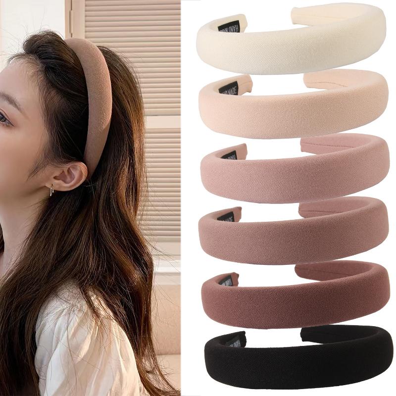 Retro Sponge Headband Milk Tea Color High Skull Headband Face Washing Headband All-match Outing High-end Pressure Hair Accessories
