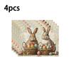 4 Stück Osterhase und Ei Aufdruck Platzsets, Geeignet für Heimdekoration, Feiertagsessen, Küche und Partydekoration