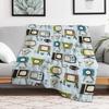 Retro Tv Blue midcentury Throw Blanket Thin Soft Blanket for Summer Night Sleeping