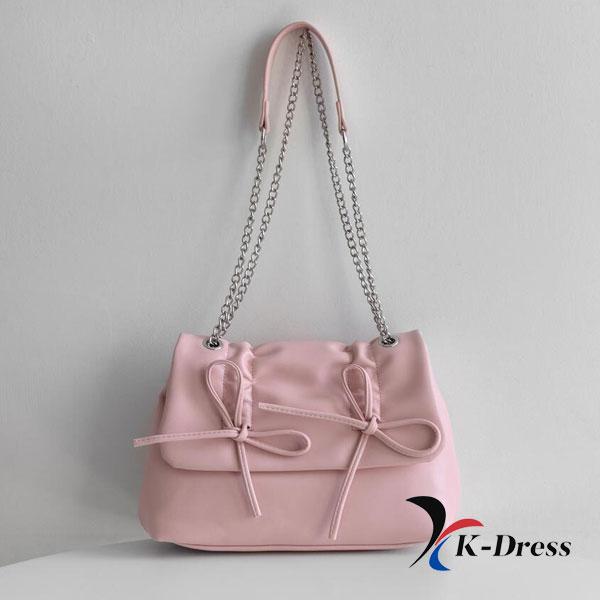 

Сумка через плече зі шкіряним ланцюжком і квадратним клапаном із закоханою стрічкою (4 кольори) 27x20x9cm рожевий