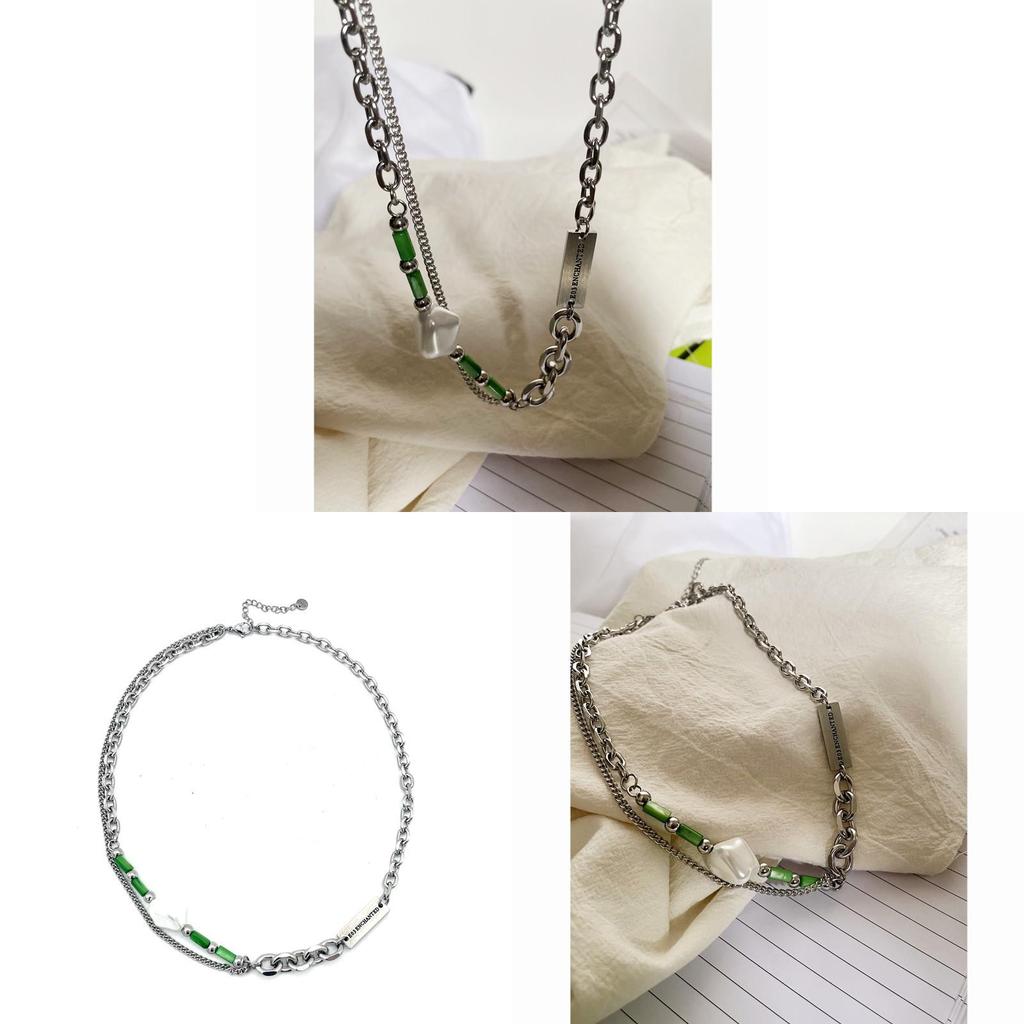 Retro Geometric Stainless Steel Necklace With Multilayer Design For Men And Women