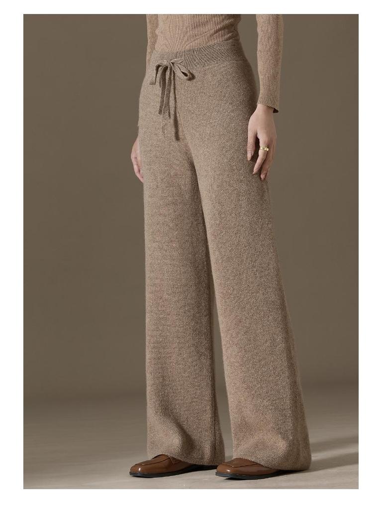 2024 Autumn/Winter Women's 100% Pure Cashmere Wide-Leg Knitted Pants