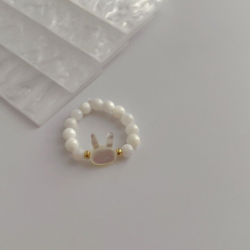 Cute Rabbit Boho Aesthetic Acetate Measly Beads Ring Gifts For Couple Lovers Jewelry Charms Kids Beaded Anillos