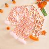 2025 Furry Halloween Pajama Set with Bowknot & Pumpkin Print - Two-Piece Turn-Down Collar Homewear