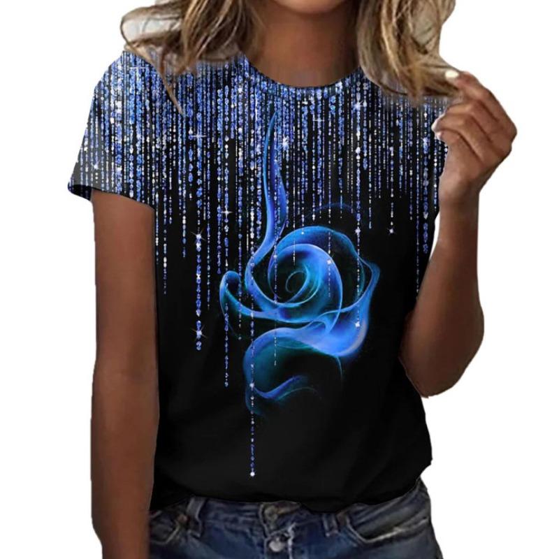 

Летние повседневные женские футболки с коротким рукавом и круглым вырезом с 3D-принтом 6XL