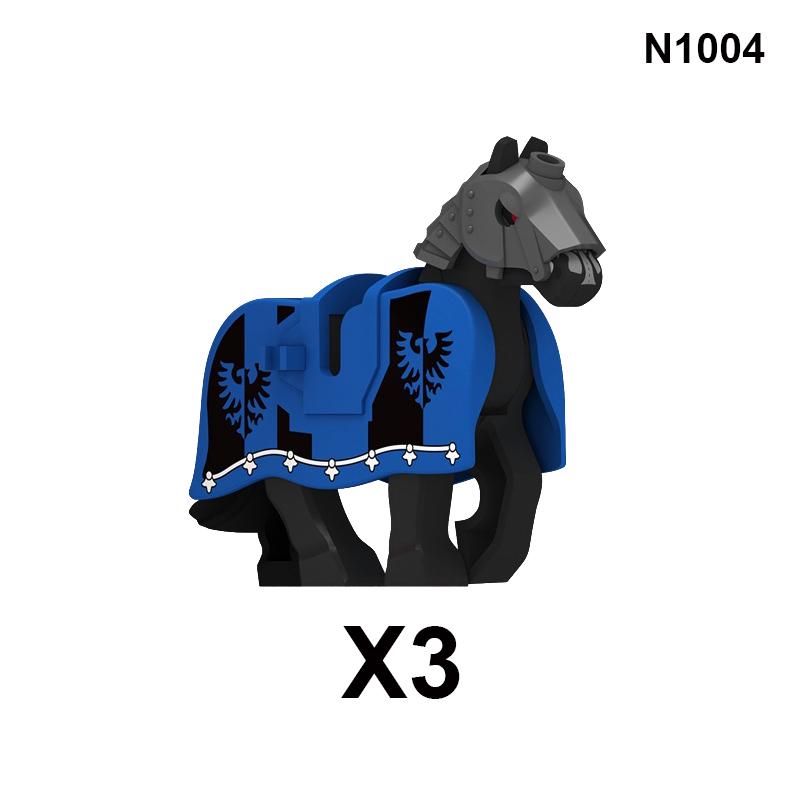 Military Building Blocks Medieval Solider Knights Equipments Mount War-Horse Wolf Flag Vests Shields Fiery Dragon Mini Brick Toy
