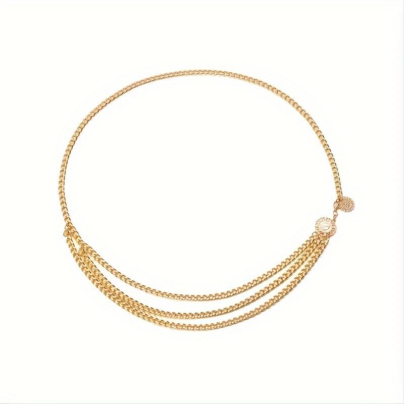 1 Piece Bohemian Ruffle Belt Fashion Trendy Multi-Layer Chain Hip-Hop Metal Pants Chain One Size золотистый