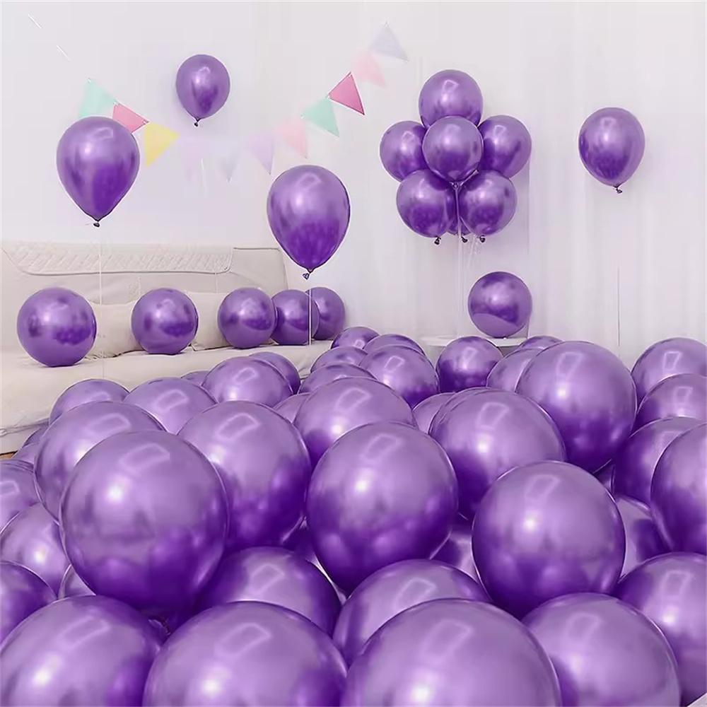 20Pcs Silver White Purple Metal Latex Chrome Balloons Wedding Decorations Matte Globos Birthday Party Decorations