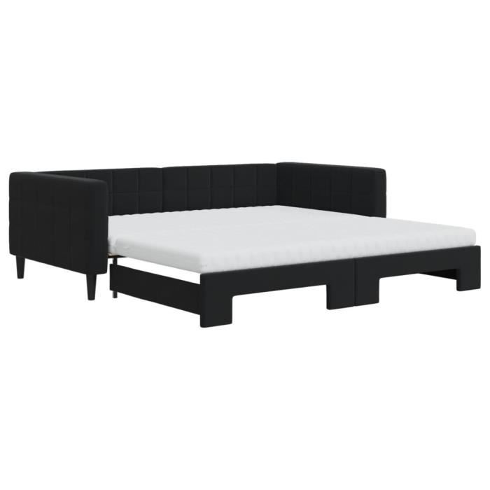 VidaXL Lit de jour avec lit gigogne et matelas noir 100x200 cm velours 3196726