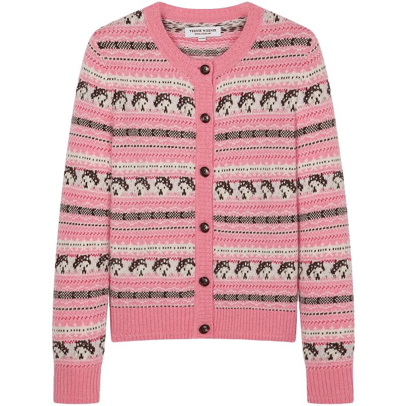 

Teenie Weenie Women s Fair Isle Bear Jacquard Cardigan M