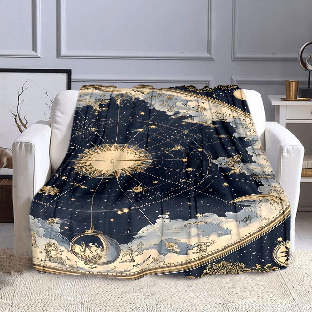 Zodiac Constellations Celestial Map Design Patterned flannel blanket perfect for the bedroom living room, sofa, or a little nap