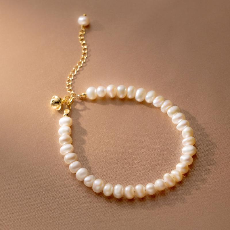 Temperament pearl bracelet personalized design simple beaded bell bracelet summer jewelry