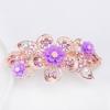 Single Large Large Rhinestone Hair Clip Spring Loaded Rectangular Hairpin with Multicolor Flower Design for Ponytails, Prom, Weddings & Special O