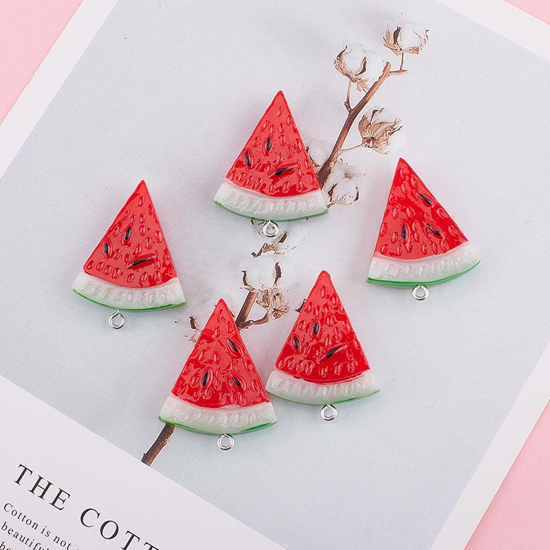 10 Stücke Obst Dreidimensionale Wassermelone Simulation Harz Schmuck Anhänger