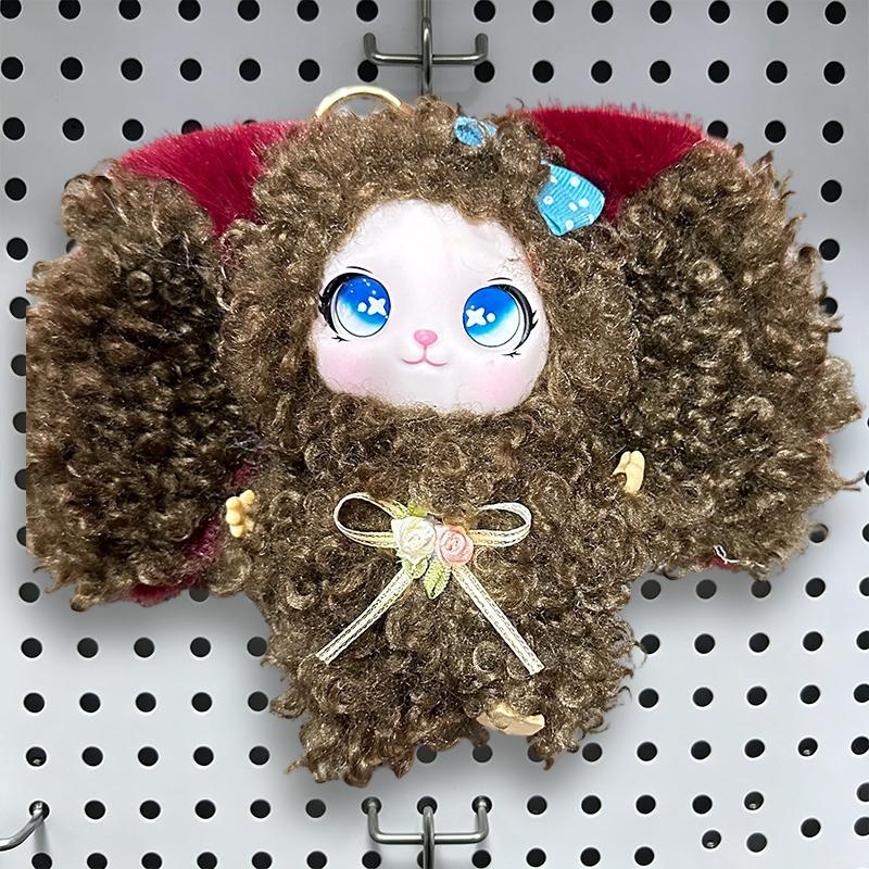 Cute Plush Doll Keychain With Soft Curly Fur And Adorable Big Eyes Perfect For Bag Decor Birthday Gifts For Kids Girls