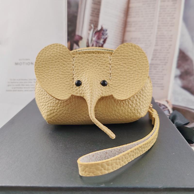 PU Deri Fil Bebek Bozuk Para Cüzdanı Kadın Çantası Süsü Yaratıcı Kart Tutucu Depolama Ruj Zarfı Fermuarlı Para Çantası