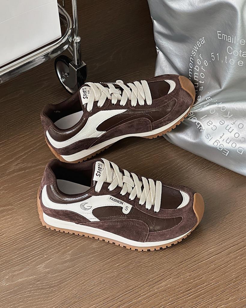 Retro Versatile Soft Sole Breathable Casual Sports Shoes Women's Summer Fashion Korean Version Lace-up Splicing Mesh Cotton Forrest Gump Shoes
