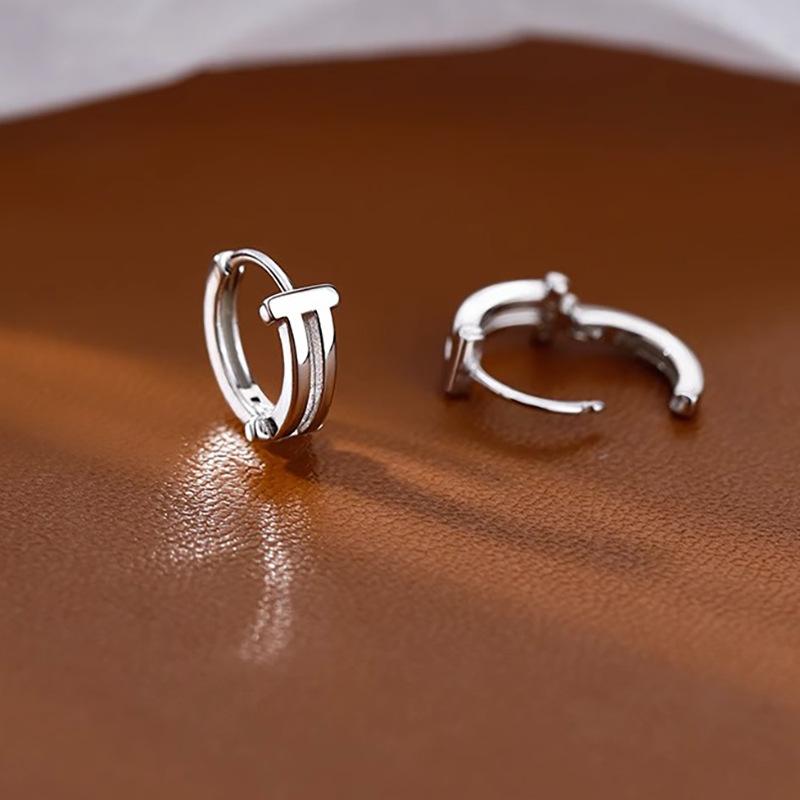 Plain Ring Double-layer Ear Buckle Women's Fashion Personality Hollow Geometric Earrings Simple Daily Commuting Double-ring Earrings