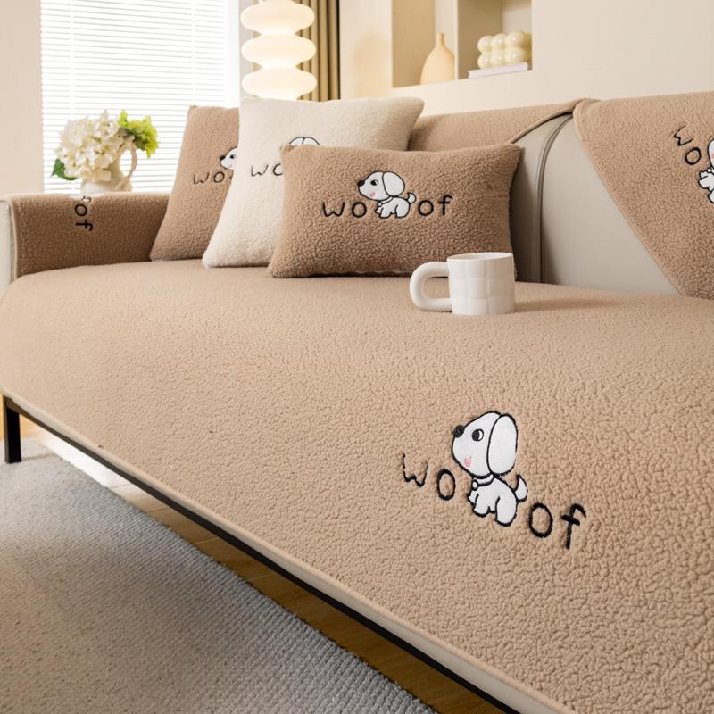 

Нескользящий толстый плюшевый диванный коврик, подушка, современное простое полотенце для дивана, домашний диван, зимний плюшевый чехол для дивана из овечьей кожи для гостиной 70x70cm кофейный