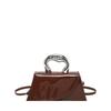 Multi Color Patent Leather Mini Top Handle Bag For Women Retro Crossbody Bag With Wavy Metal Handle For Daily Party Wedding