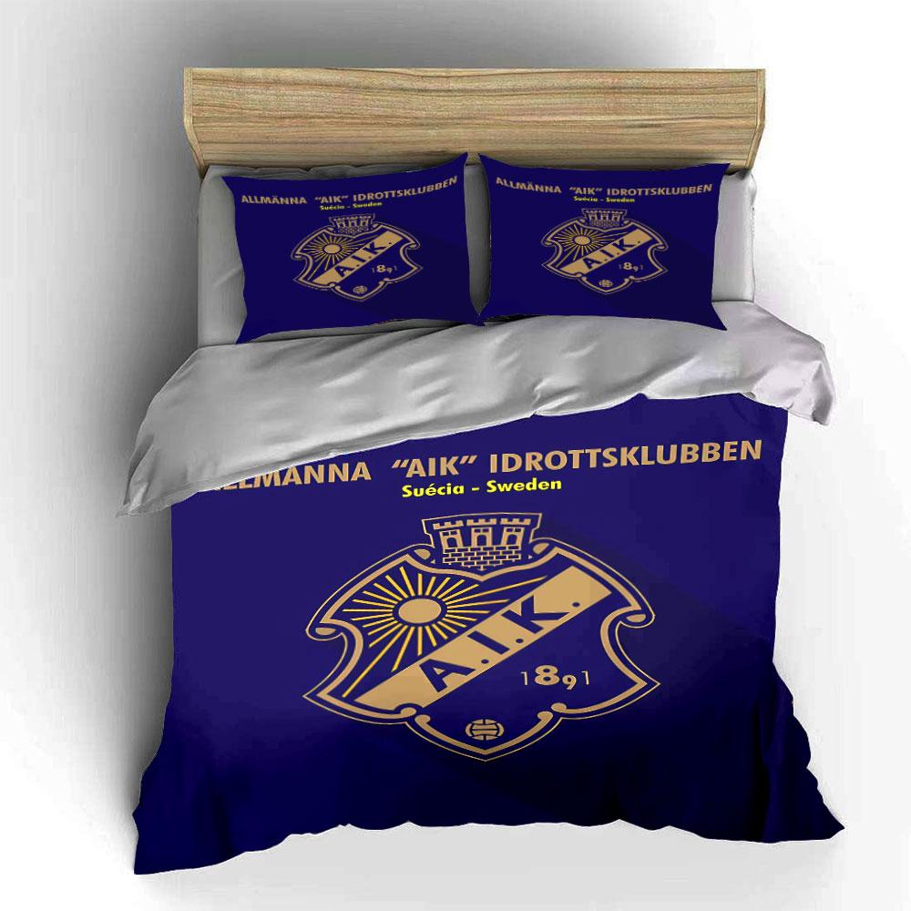 Set Biancheria da Letto con Logo AIK Set Biancheria Copripiumino Set Copripiumino Federe (1 * Copripiumino 2 * Federe, senza piumino)