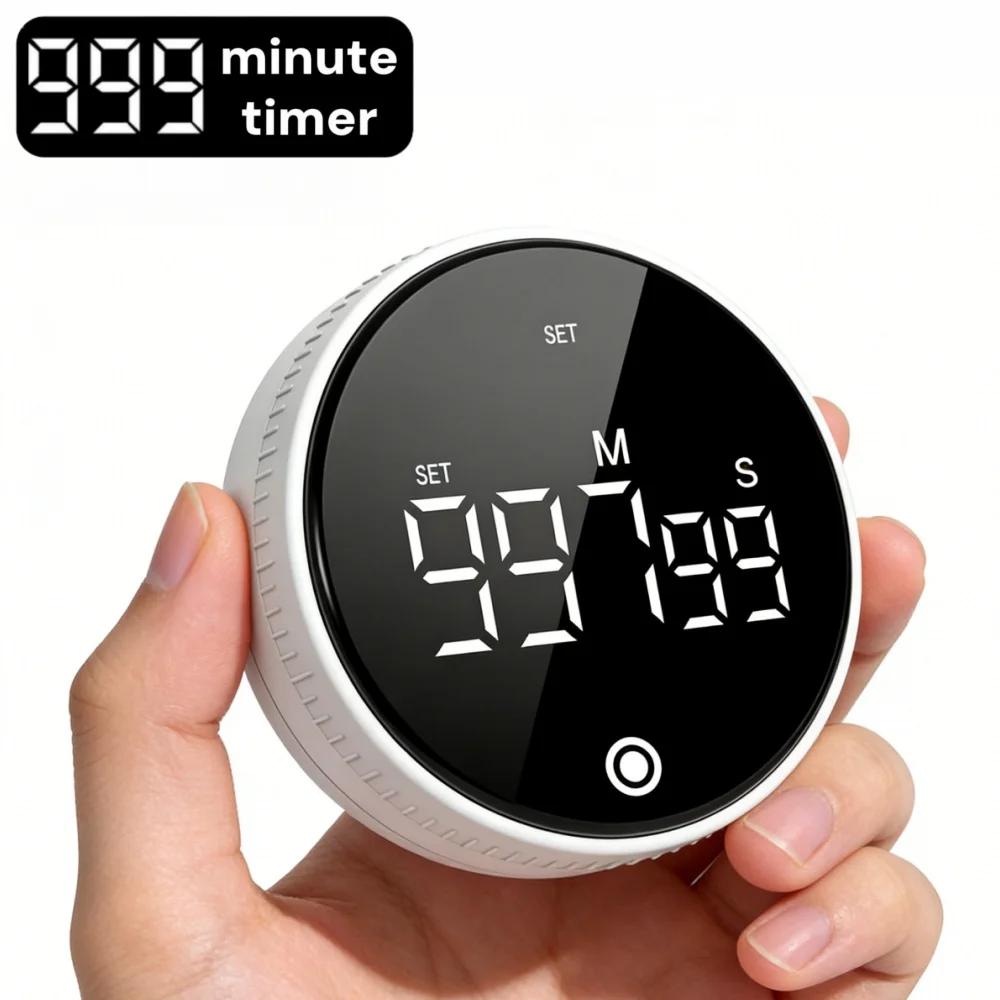 Smart Digital Timer with Magnetic Back, 999-Minute Countdown Clock, Large LCD Display Time Management Tool for Study Cooking