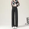 Autumn and Winter Denim Wide-leg Pants Women's High Waist Adjustable Loose and Thin New Design Straight Mopping Pants