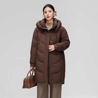 Women's 2024 Winter Hooded Mid-Length Thick Down Jacket