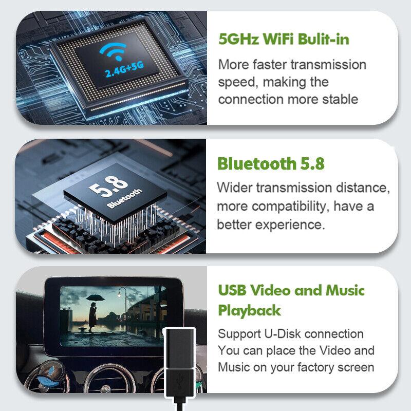 Sinairyu Wireless CarPlay Android Auto Retrofit Kit Mirror-Link Compatible For Mercedes Benz A B C E Class W/ NTG 5.0