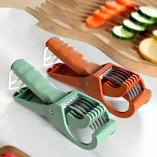 2Pcs Fruit Slicer Ergonomic Handle Multi-Blade Design Kitchen Cutter Fruits Vegetables Slicer