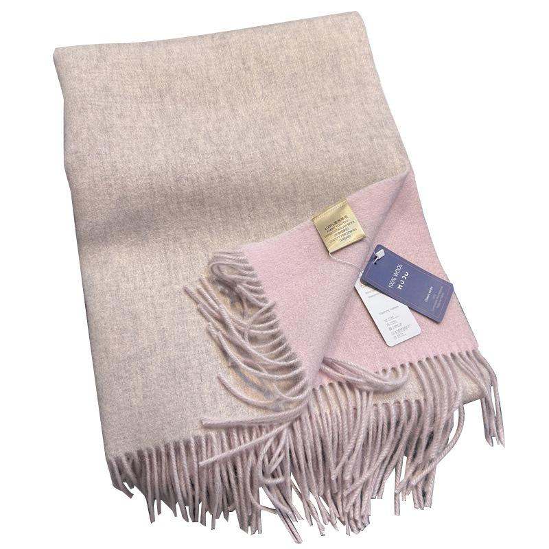 100 wool clip flower solid color double-sided scarf women's winter new unisex high-end gift