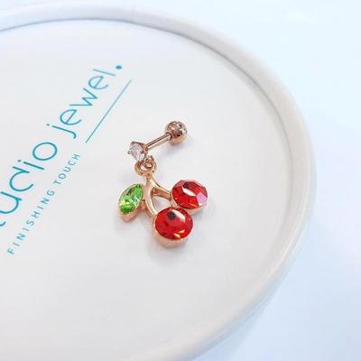 Třešňový kubický kapkovitý piercing z chirurgické oceli Růžové zlato (S7748730)