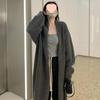 Women's Gray Oversized Knit Sweater Coat: Mid-Length, Over-the-Knee, Autumn/Winter, Thickened Lazy Style.