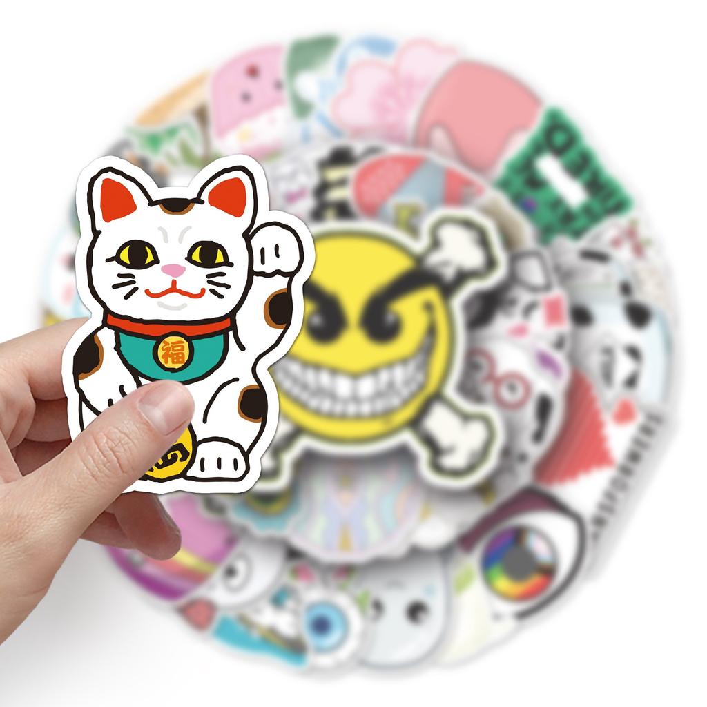 50 Cartoon Doodle Persönlichkeit Klein Frisch Koffer Tablet Computer Klavier Wasserdichte Aufkleber Autoaufkleber