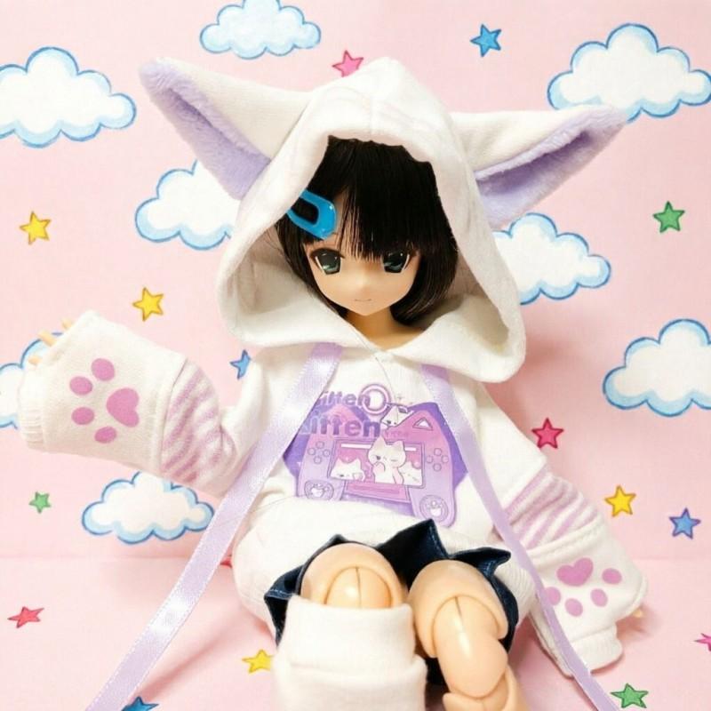 OB11 BJD Doll Hoodie Sweater Cat-Themed Gaming Outfit Cotton Blend Unisex Pullover 12-inch Dolls
