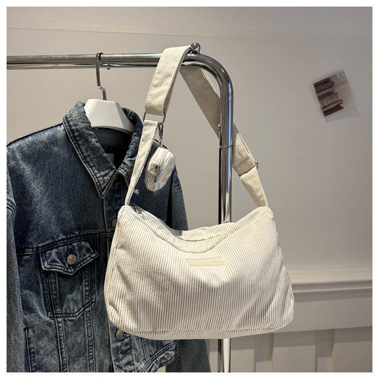 Chic And Minimalist Korean Style Commuter Shoulder Bag In Soft Corduroy For 2024