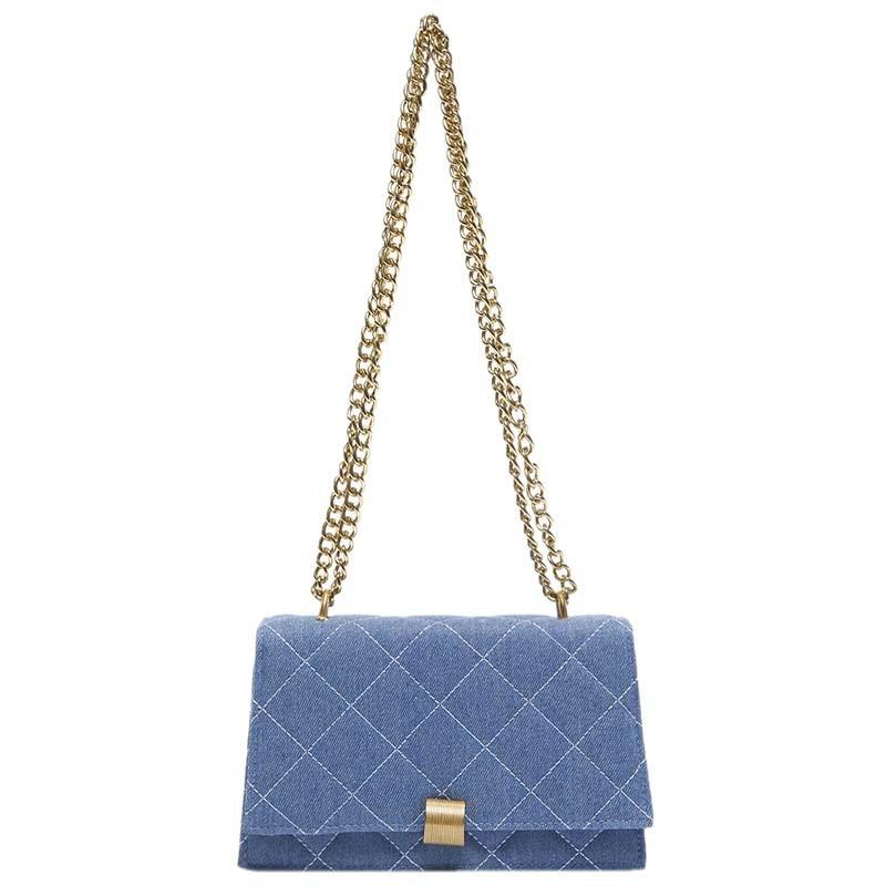

Stylish Checked Small Square Bag For Women With Unique Design Ideal For 2024 Fall Fashion In Deep Blue And Light Blue колір синій океан