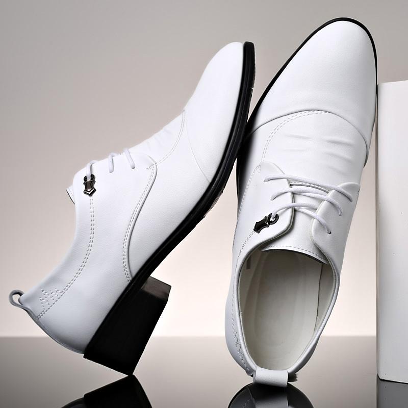 Fashion 7CM Height Increasing Men Dress Elevator Shoes White Black Mens Business Formal Shoes Fashion Youth Men's Suit Wedding Oxfords
