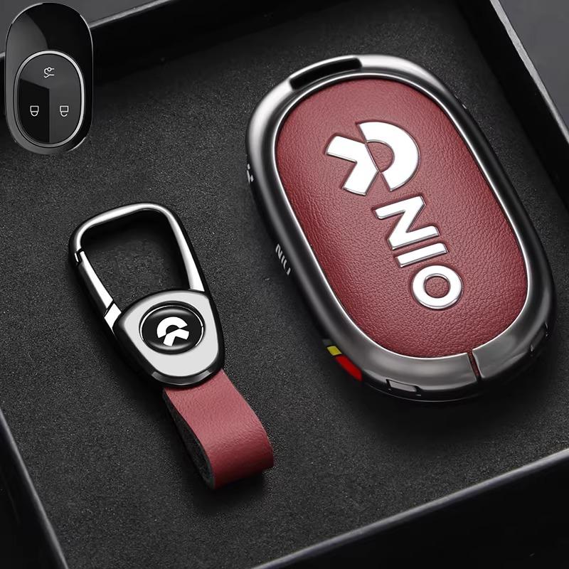 Car Key Case For Nio Et5 Et7 Ec7 Es7 Es6 El6 Es8 Accessories Remote Cover Shell Keychain Ring Holder Fob Zinc Alloy