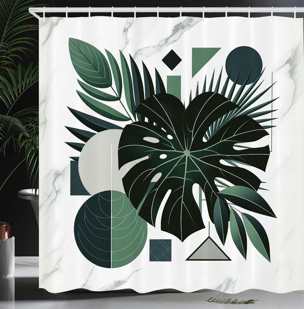 Vintage Swirls and Curlicue Design Boho Nostalgic Oriental Influences, Cloth Fabric Bathroom Decor Set with Hooks,Teal Beige and