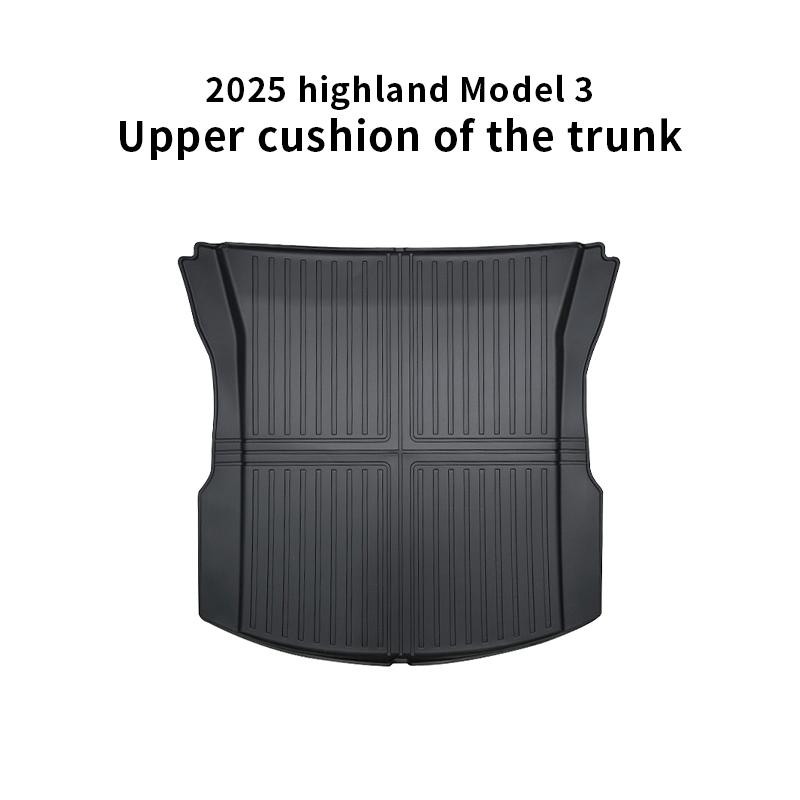 For Tesla 2024-25 Model3 Highland 3 Rear Trunk Mat TPE Car Pads Waterproof Protective Trunk Mats Upper Layer of Trunk Cushion