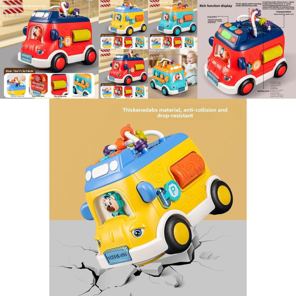 Multifunctional School Bus Light Sound Educational Toy For Toddlers Boys And Girls