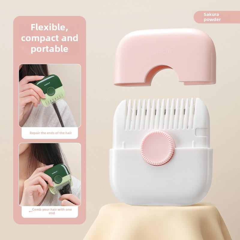 Dual-Sided Bangs and Hair Trimmer Comb with Blade for Home Hair Clipping
